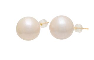 South Sea Pearl (14mm), 750 Yellow Gold Earrings, H 0.6" 8g 1 Pair