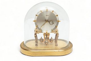 Kundo (Germany) Perpetual Motion Clock, Under Glass Dome, Ca. 1950, H 9" W 9.5"