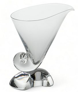 Steuben (American) Glass Cornucopia Vase, Designed by Donald Pollard, Ca. 1950, H 8" W 6"