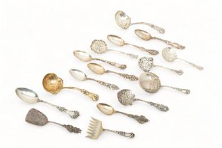 American Art Nouveau Sterling Silver Spoons And Fork, 15 Troy Ounces