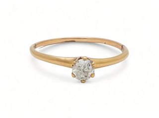 .32pt Diamond And Gold Ring, Size 9 1/4 Ca. 1900, 1.6g