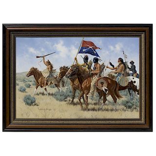 Large Oil Painting "Red Victory" By Michael Schreck