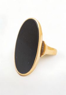 14K Yellow Gold And Black Onyx Ring, Size 7