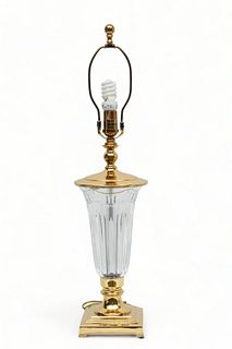 Gilt Metal And Glass Table Lamp, H 29" W 6"