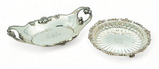 Sterling Silver Salver And "Waterlily" Bread Tray L 11" 20t oz 2 pcs