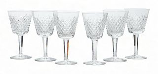 Waterford (Irish) 'Alana' Crystal Claret Wine Glasses, H 5.75" Dia. 3" 6 pcs