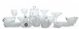 Waterford (Irish) Crystal Glassware, Biscuit Jars, Serving Pieces & Clock, H 8.75" Dia. 5.25" 19 pcs
