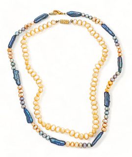 Baroque Pearl Necklaces Ca. 1900, L 14" 2 pcs