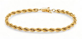 14K Yellow Gold Spiral Chain Bracelet L 7" 9.6g