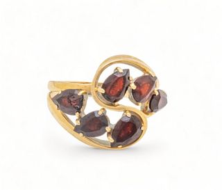 Garnet And Yellow Gold Lady's Ring, Size 6
