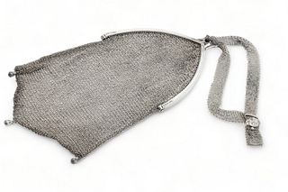 Sterling Silver Mesh Evening Bag Ca. 1900, H 7" W 4" 3.5t oz 1 pc