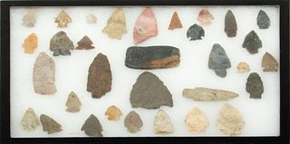 Collection of 32 Arrow Heads, H 12.25" W 16.5"