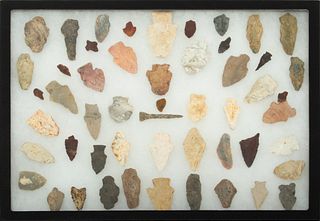 Collection of 50 Arrowheads, H 12.5" W 16.5" 50 pcs