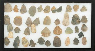 Collection of 41 Arrowheads, H 12.25" W 16.5" 41 pcs
