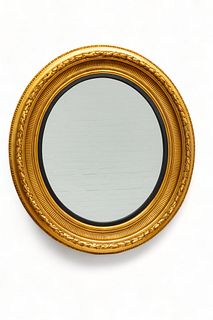 Gilt Wood And Gesso Grand Oval Carver's Guild Mirror, H 50" W 45"