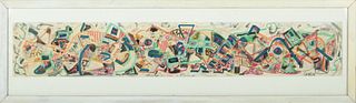 Jack Faxon (American, 1936-2020) Watercolor H 5" L 29"