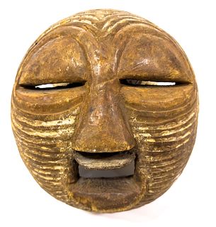 Luba Peoples, Democratic Republic of Congo, Carved Polychromed Wood Mask (Kifwebe) H 8", W 7"