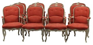 (12) LOUIS XV STYLE UPHOLSTERED FAUTEUILS