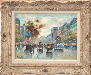 Antoine Blanchard (French, 1910-1988) Oil on Canvas, "Porte Saint-Denis", H 12.25" W 16.2"