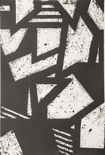 Gordon Newton (American, 1948-2019) Lithograph in Black And White on Paper, 1972, "Untitled", H 35" W 24"