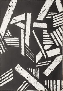 Gordon Newton (American, 1948-2019) Lithograph in Black And White on Paper, 1972, "Untitled", H 35.25" W 24.5"