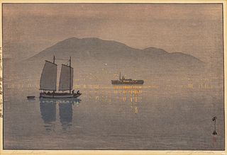 Hiroshi Yoshida (Japanese, 1876-1950) Woodblock in Colors on Paper, Ca. 1930, "Ronoshima", H 9.75" W 14.75"