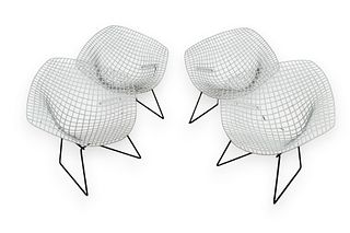 Harry Bertoia (American) Set of Four Diamond Chairs, H 30.5" W 33" Depth 28"