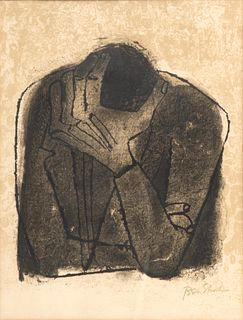 Ben Shahn (American, 1898-1969) Lithograph on Paper, "Beside the Dead", H 21" W 16.5"