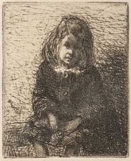 James Abbott Mcneill Whistler (American, 1834-1903) Etching on Wove Paper, Ca. 1857-58, "Little Arthur", H 2.3" W 2"