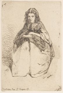 James Abbott Mcneill Whistler (American, 1834-1903) Etching on Paper, Ca. 1858, "Fumette (from Twelve Etchings from Nature)", H 6.4" W 4.1"