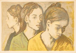 Moses Soyer (American, 1899-1974) Lithograph on Wove Paper, "Three Women"