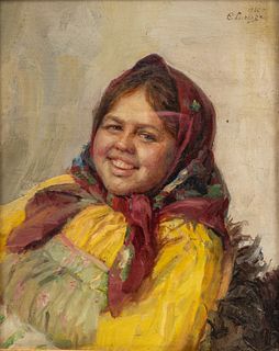 Fedot Vasilyevich Sychkov (Russian, 1870-1958) Oil on Canvasboard, 1926, H 14.5" W 11.5"