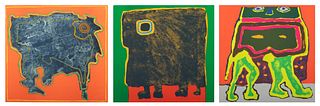 Jacques Soisson (French, B. 1928) Silkscreens in Colors on Wove Paper, Ca. 1975, "Animal Suite: Three Works", H 19.5" W 19.5"