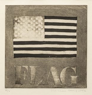 Norman Ackroyd (British, B. 1938) Aquatint Etching on Wove Paper, 1970, "Flag", H 16" W 16"