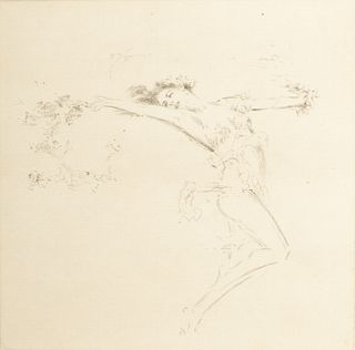 Troy Kinney (American, 1871-1938) Etching on Paper, "Dancer", H 6.5" W 6.5"