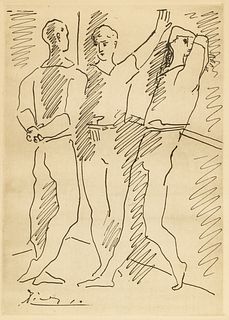 After Pablo Picasso (Spanish, 1881-1973) Lithograph on Paper, "Les Trois Danseurs", H 10.5" W 7.5"