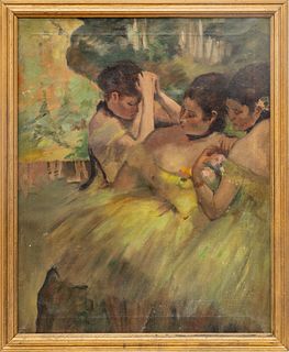Haines, Oil on Canvas, Ca. 20th C., "Three Ballerinas", H 26" W 21"