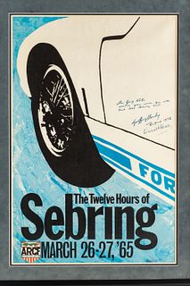 Ron Kambourian (American) Lithograph Racing Poster, Ca. 1965, "The 12 Hours of Sebring", H 32.5" W 21.5"