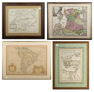 Antique Atlas Maps, Three Hand Colored, 4 pcs