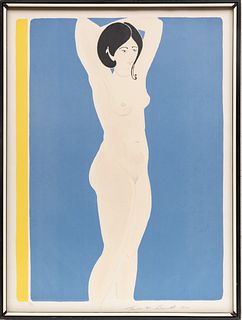 Thomas M. Barnett (American) Lithograph on Reeves BFK 1970, "Standing Nude", H 28.25" W 20"