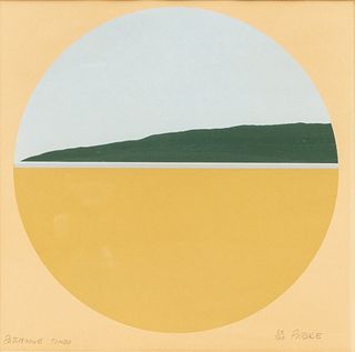 Steve Poleskie (American, 1938-2017) Screenprint in Colors on Wove Paper, Ca. 1938, "Patchogue Tondo", H 7.5" W 7.5"