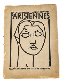 Remy De Gourmont, Andre Rouveyre C. Cres & Cie, Paris, Paper Cover Folio Ca. 1923, "Parisiennes", H 13" W 9"
