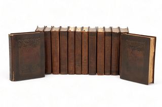 Elbert Hubbard , 1856-15 Set of Leather Bound Books, Memorial Edition, Roy Crofters "Little Journeys", 14 pcs