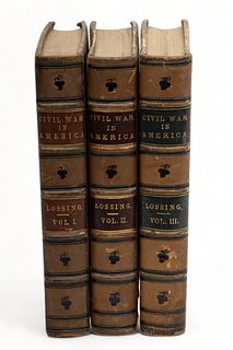 "Civil War in America" 3-Volume Set by Benson J. Lossing, 1866-1868, H 10" W 1.5" Depth 7" 3 pcs
