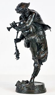 Signed Charles Auguste Lebourg Bronze "The Piper"