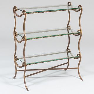 French Gilt-Metal and Glass Three-Tier Étagère