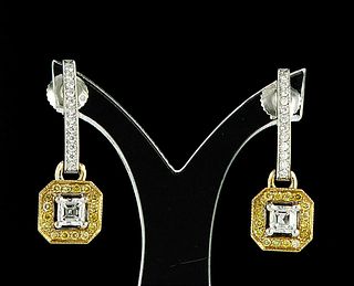 18kt White & Yellow Gold 1ctw Diamond Earrings