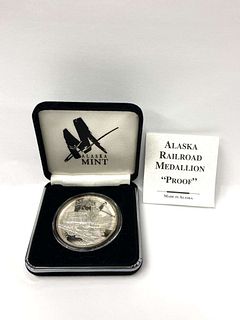 Rare 1998 Alaska Railroad 75th Anniversary Proof .999 Silver 1 ozt