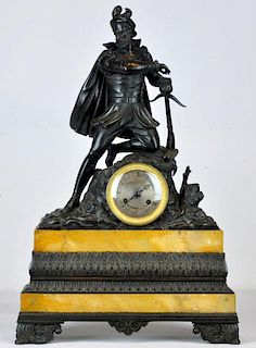 French Empire Style Bronze & Marble 19th C. Clock