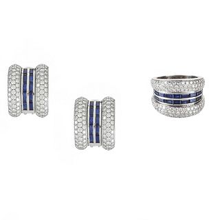 Chopard Diamond and Sapphire Ring and Earrings